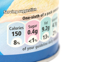 Nutrition label on a food carton